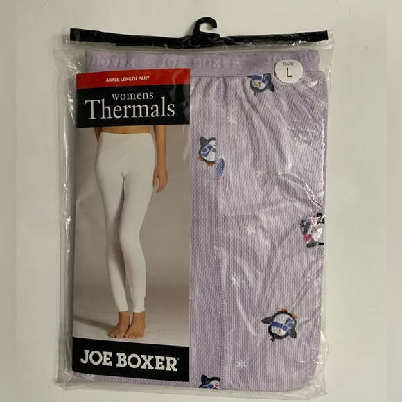 Vintage Y2K Joe Boxer Womens Ankle Length Thermal Leggings Snowflake & Penguin L - Picture 1 of 4